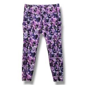 Purple Floral skull leggings